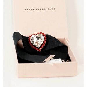Christopher Kane Black Heart applique grosgrain Bracelet or Necklace, New